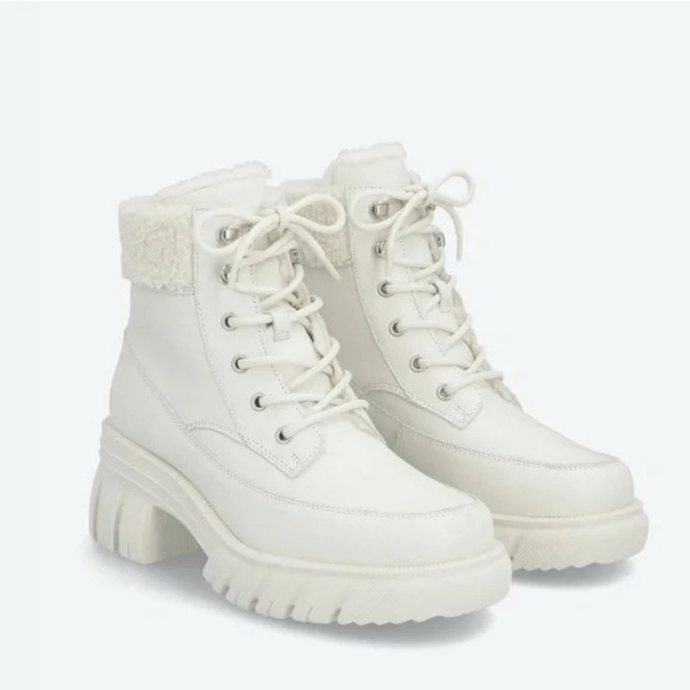 Aldo White Winter Combat Boots with Platform Waterproof